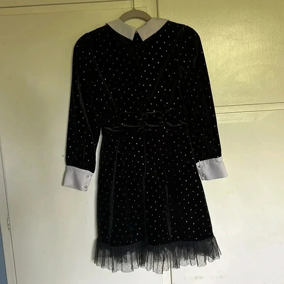 Black Velvet Wednesday‎ Dress Long Sleeves Witchy Size Medium - Picture 7 of 13